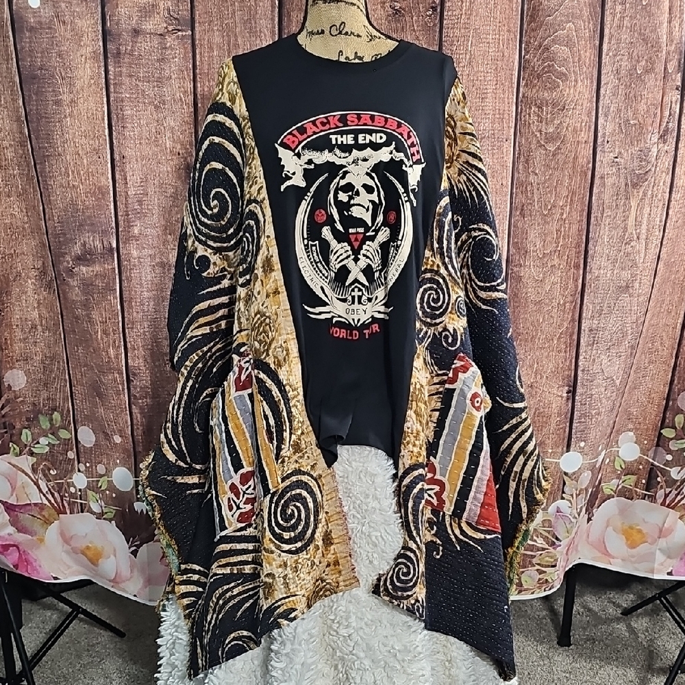 Black Sabbath Fringed Kantha Top - Picture 2 of 7